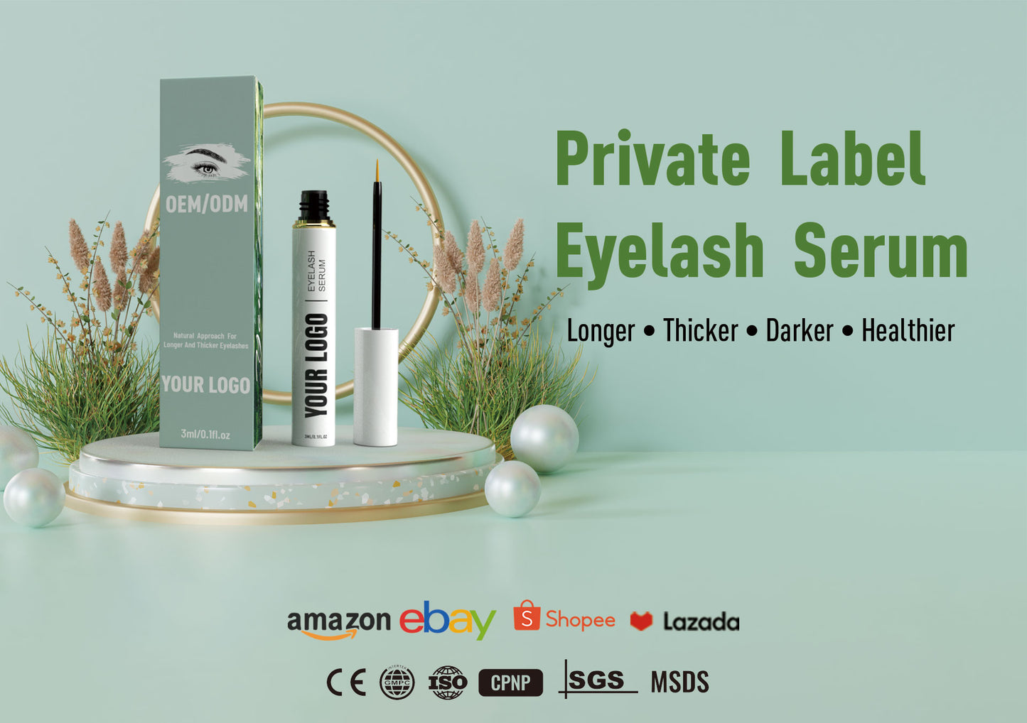Wholesale Natural Organic Vegan Eye Lashes Enhancer Liquid Eyelash Growth Treatments Serum Private Label