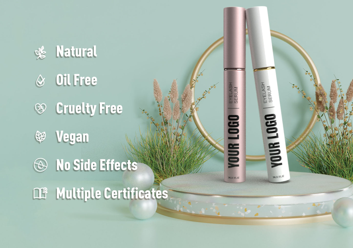 Wholesale Natural Organic Vegan Eye Lashes Enhancer Liquid Eyelash Growth Treatments Serum Private Label