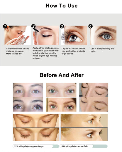 Wholesale Natural Organic Vegan Eye Lashes Enhancer Liquid Eyelash Growth Treatments Serum Private Label