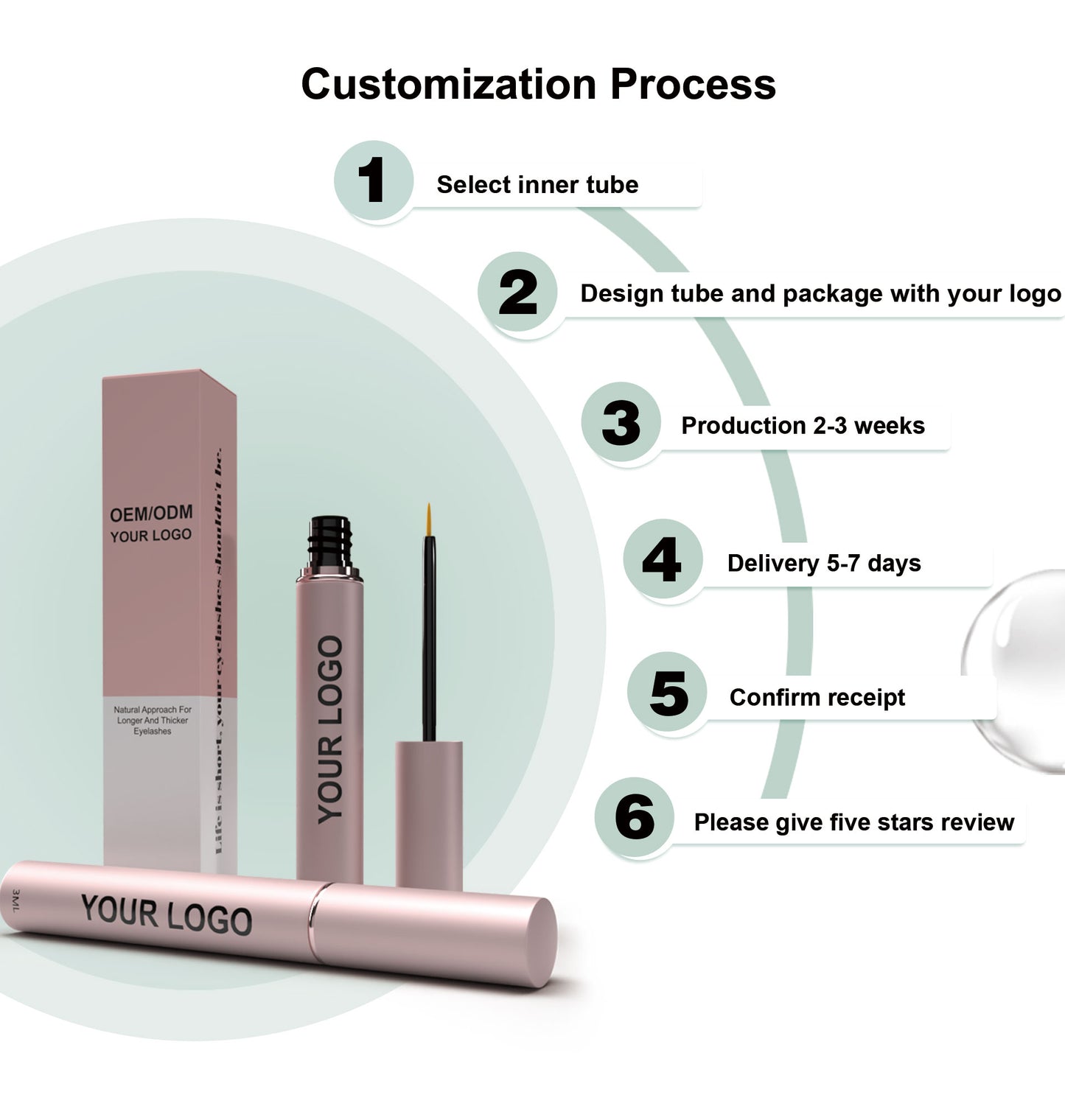 Wholesale Natural Organic Vegan Eye Lashes Enhancer Liquid Eyelash Growth Treatments Serum Private Label