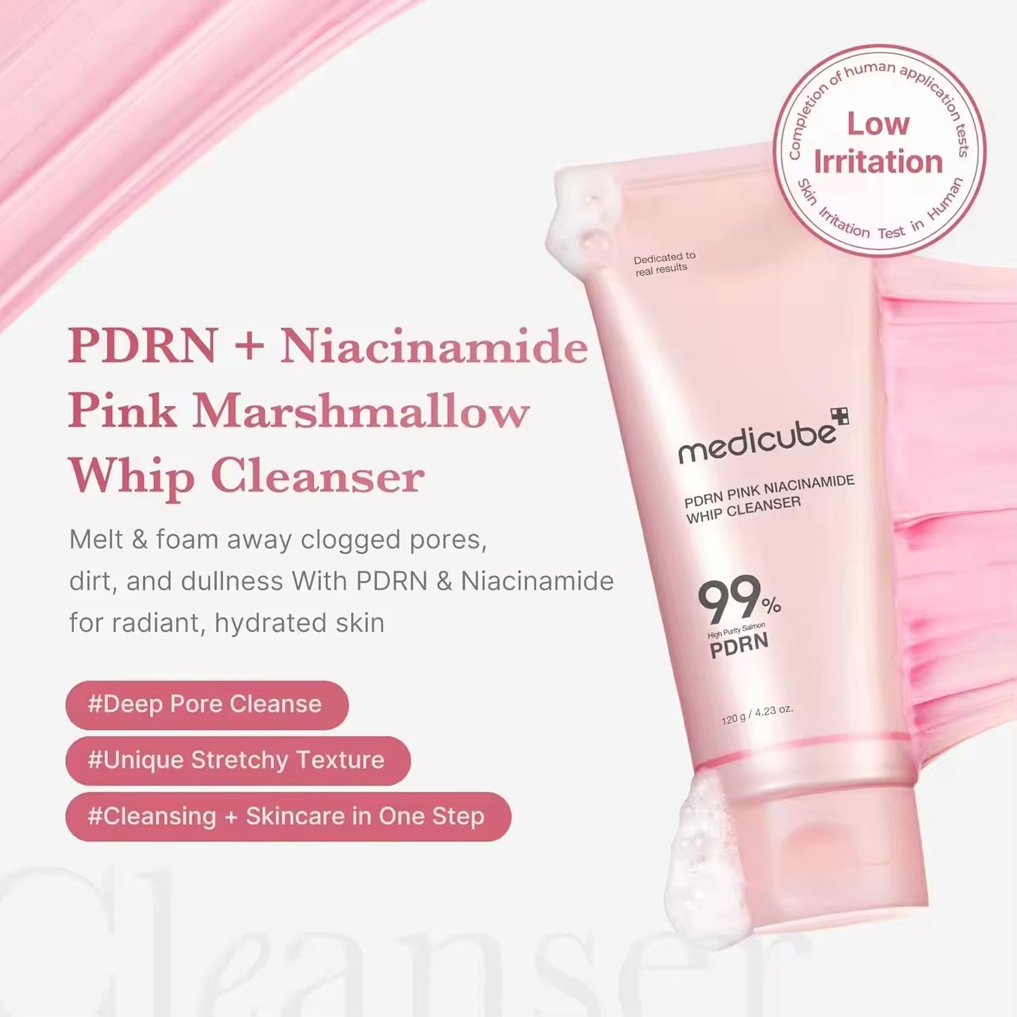 Mediicub Pink Niacinamide AHA PHA Vegan Cream Zero Foam Cleanser Organic Mineral for Moisture Balance Pore