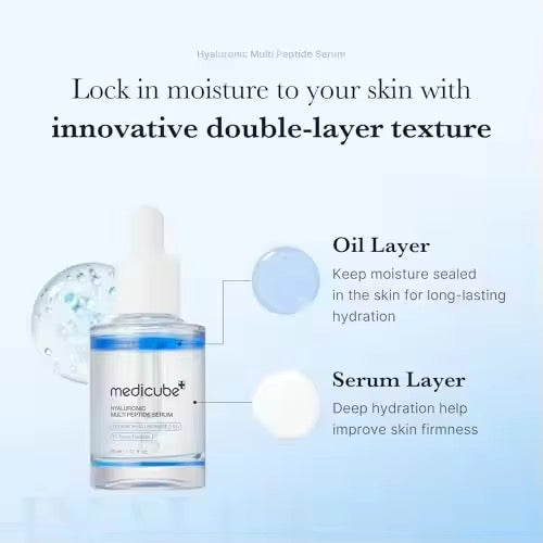 Wholesale Medicube Hyaluronic Acid Polypeptide Serum Hydrating Anti-Aging Face Liquid Double-Layer Pore Shrinking Anti-Wrinkle