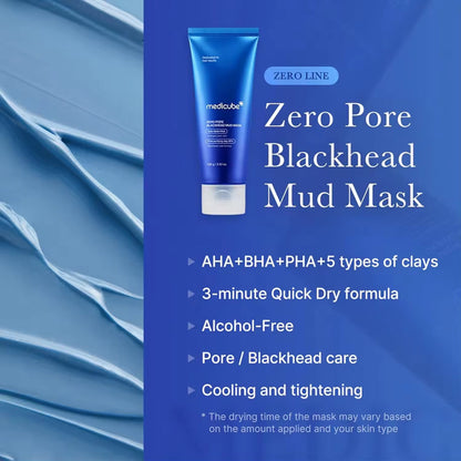 Medicube Home Care Duo for Flawless Skin: Zero Pore Blackhead Mud Facial Mask and Zero Foam Cleanser Free Brush