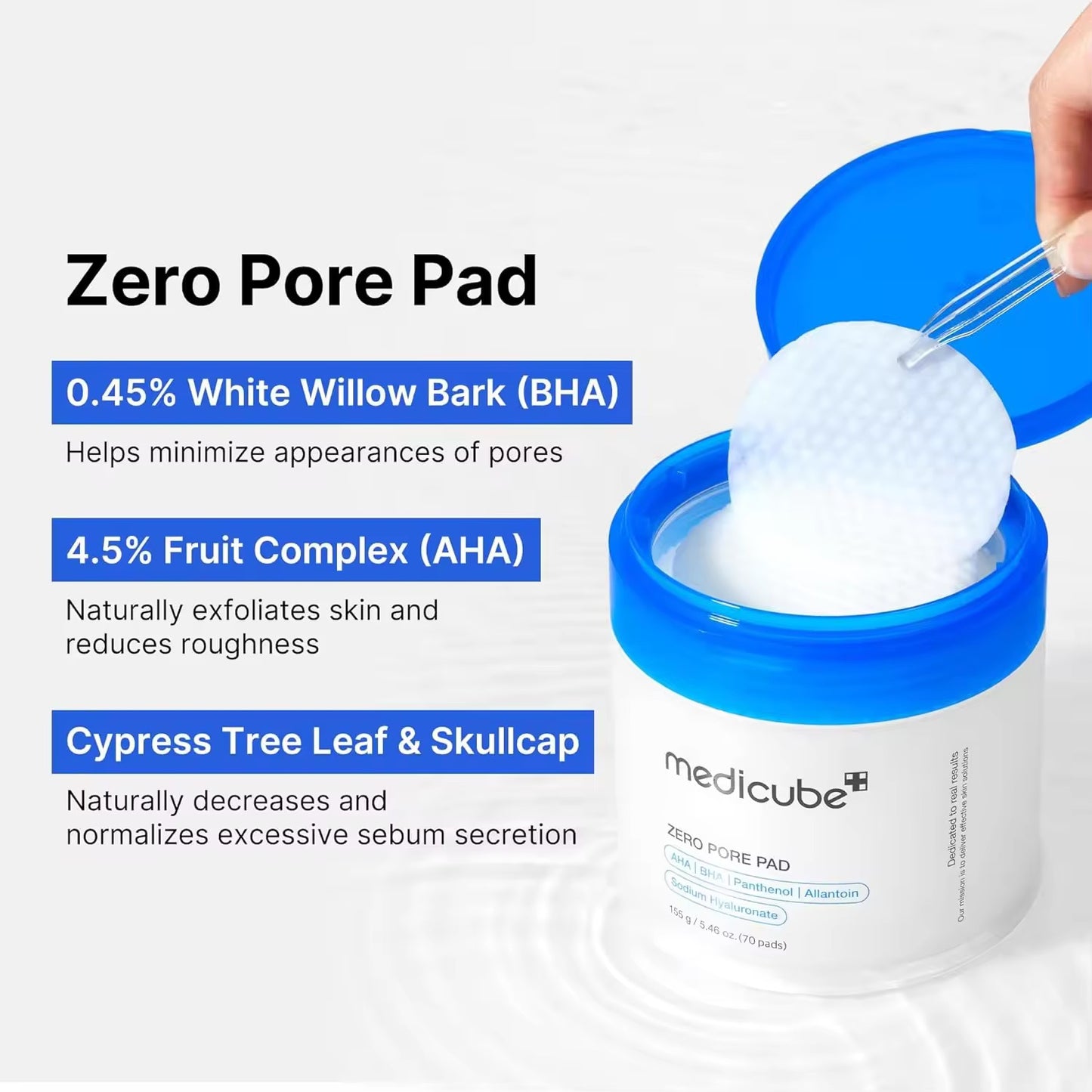 Wholesale Customized Korean SkinCare Medicube Salicylic Acid Zero Pore Cotton Pads Exfoliating Pore Care AHA and BHA