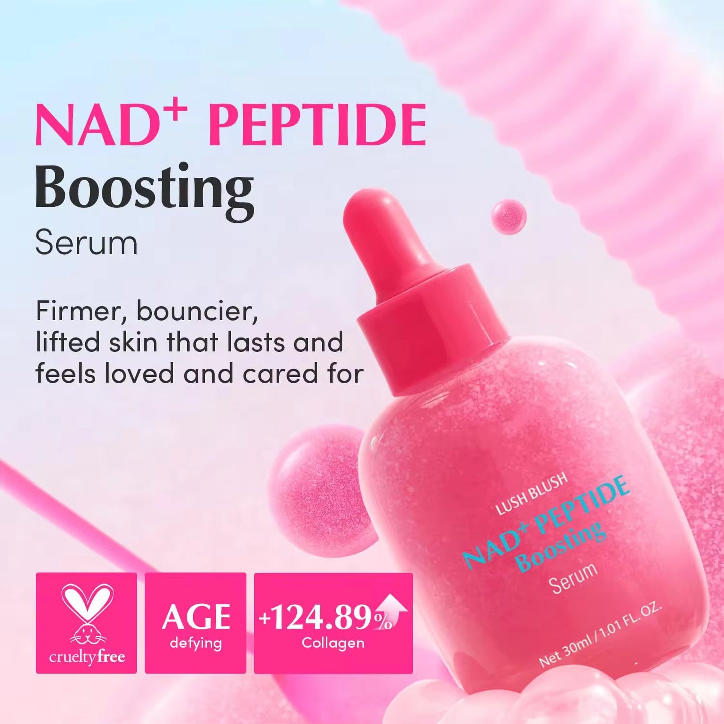 Wholesale NAD+ Peptide Boosting 30ml Vegan Serum Anti-Aging Skin Care 5 Ceramide Hydrating Whitening Vitamin E Salicylic Acid
