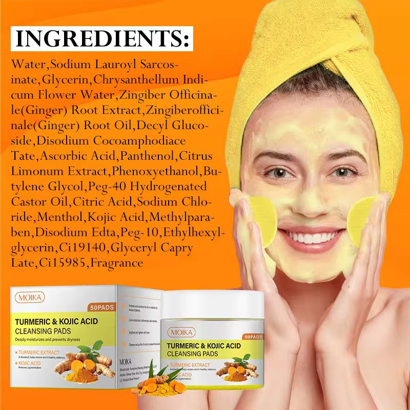 Hot Wholesale Turmeric Tricarboxylic Acid Cleansing Pad Herbal Facial Treatment Gentle Cleansing Exfoliation Brightening Skin