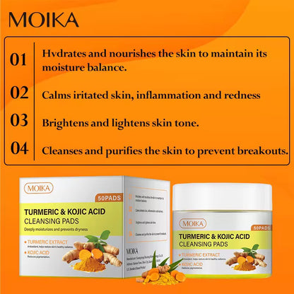 Hot Wholesale Turmeric Tricarboxylic Acid Cleansing Pad Herbal Facial Treatment Gentle Cleansing Exfoliation Brightening Skin