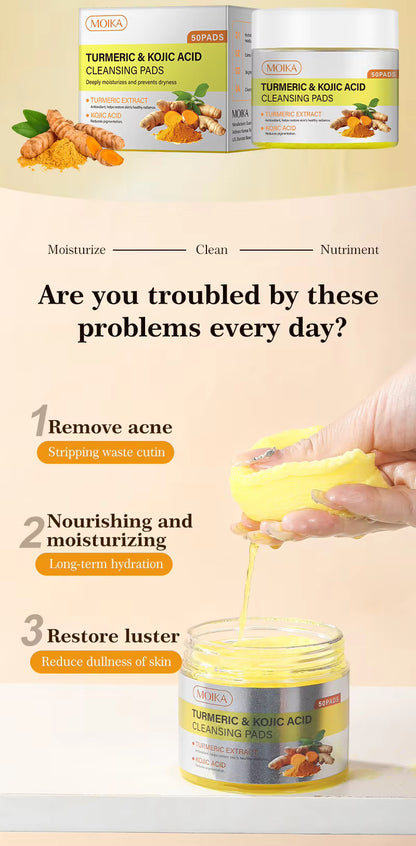 Hot Wholesale Turmeric Tricarboxylic Acid Cleansing Pad Herbal Facial Treatment Gentle Cleansing Exfoliation Brightening Skin