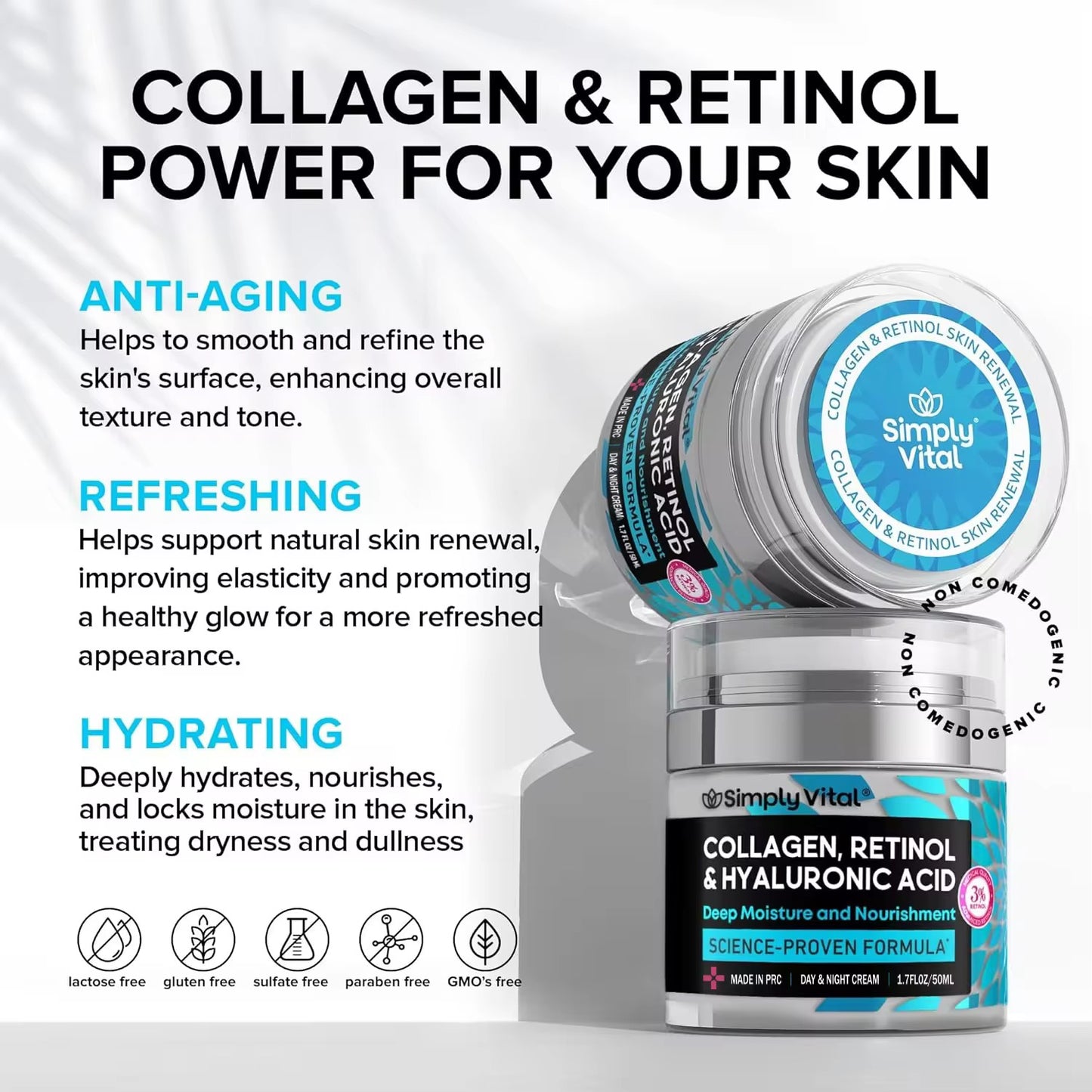 Hot Wholesale OEM Customized SimplyVital Collagen Retinol Neck Cream Neck Moisturizing Cream Anti-Wrinkle Firming Light Lines
