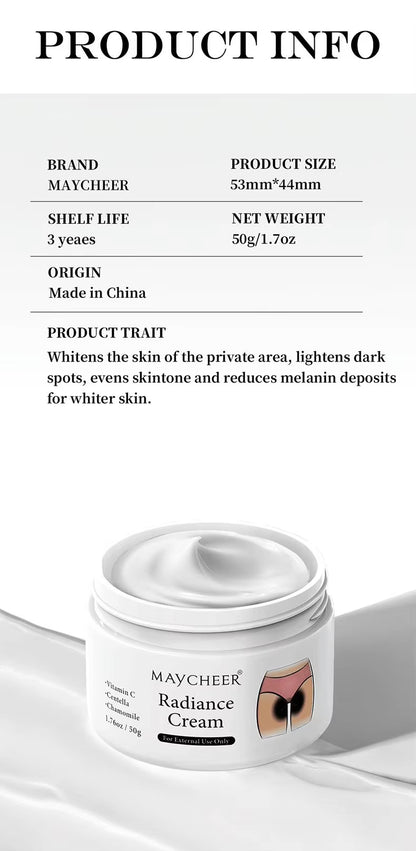 Maycheer Melatonin Cream 50g Herbal Underarms/Knees Removes Dark Spots Hydrates Softens Skin for Women Night Use All Skin Types