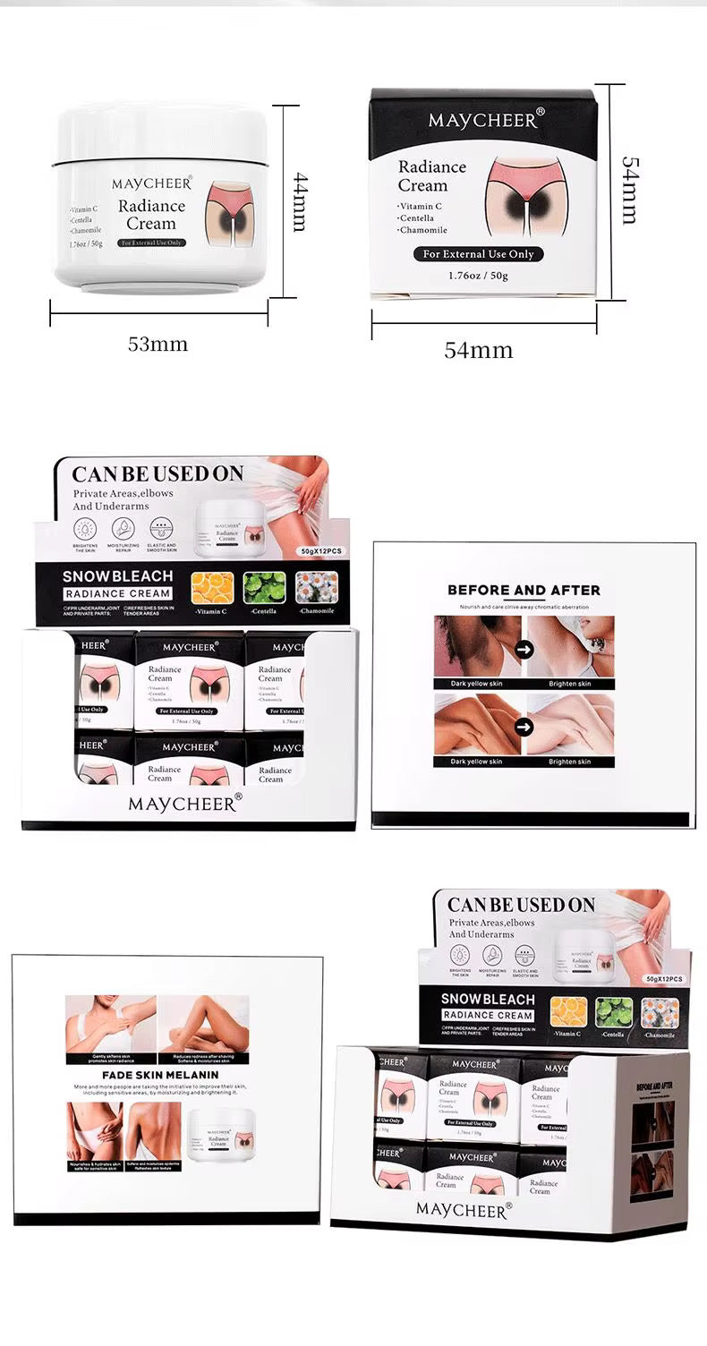 Maycheer Melatonin Cream 50g Herbal Underarms/Knees Removes Dark Spots Hydrates Softens Skin for Women Night Use All Skin Types