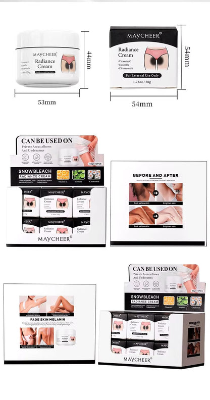 Maycheer Melatonin Cream 50g Herbal Underarms/Knees Removes Dark Spots Hydrates Softens Skin for Women Night Use All Skin Types