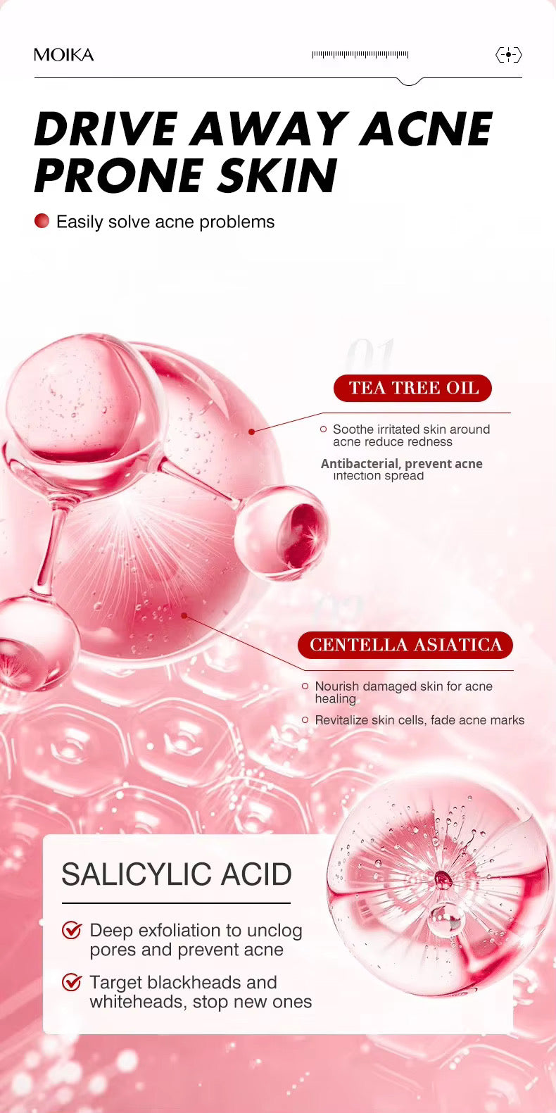 MOIKA Herbal Hydrocolloid Salicylic Acid Acne Patches Pimple Whitehead Facial Acne Removal 36 Patches Boxed for Wholesale