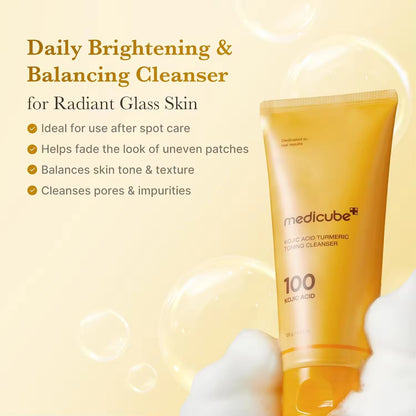Wholesale Custom Korean Skincare Kojic Acid & Turmeric Foaming Cleanser Daily Brightening Facial Treatment Cream