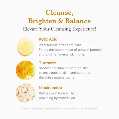 Wholesale Custom Korean Skincare Kojic Acid & Turmeric Foaming Cleanser Daily Brightening Facial Treatment Cream